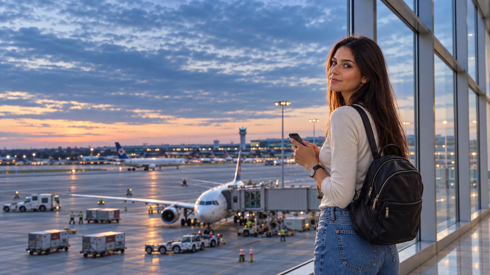 A traveller at the airport